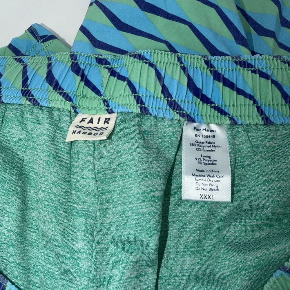Fair Harbor Mastos-Anchor Trunk Shorts Mens XXXL Green Seabay Lined Swim‎ Trunks